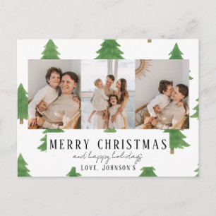 Heartfelt Holiday Christmas Watercolor Trees  Postcard