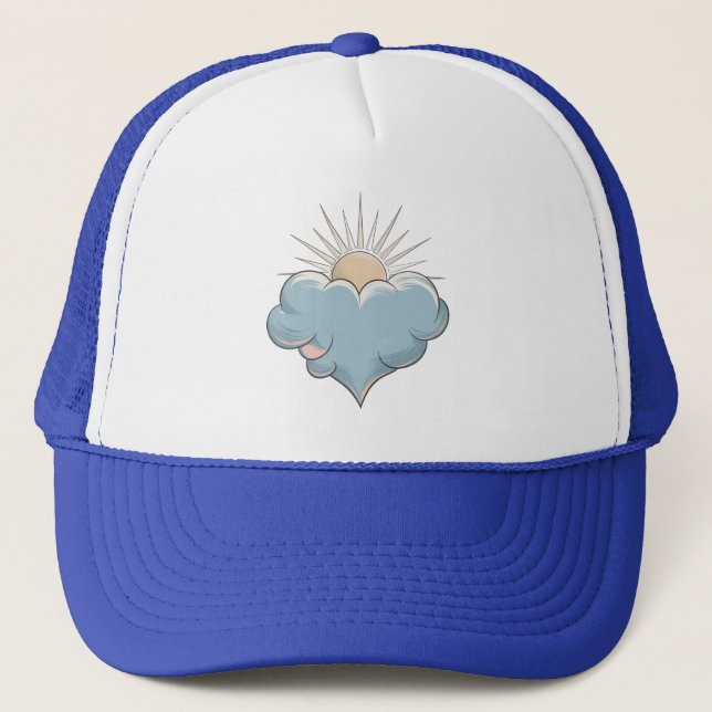 Heartfelt Horizon: Cloud & Sun Trucker Hat (Front)