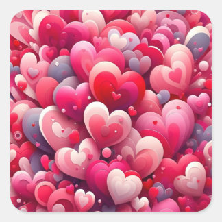 Heartfelt Inspiration for Pink & Red Valentine's Square Sticker