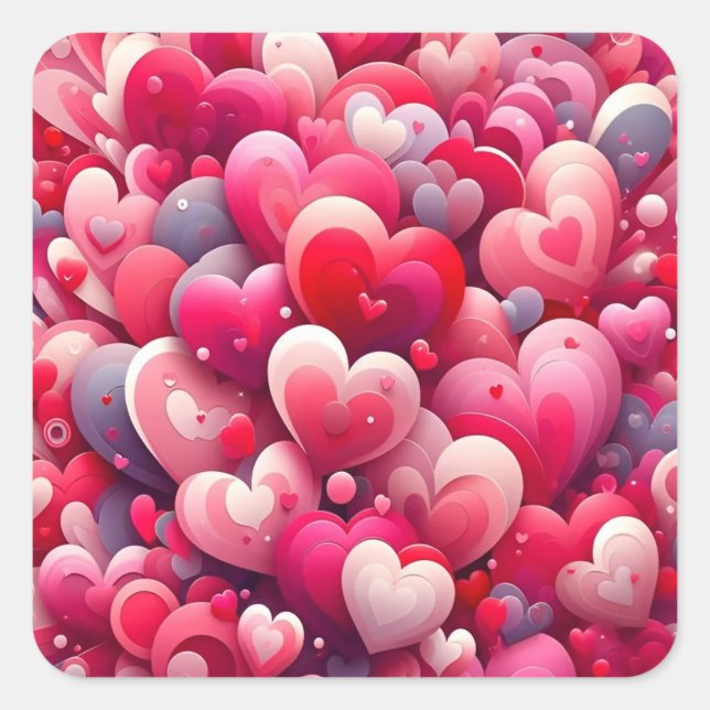 Heartfelt Inspiration for Pink & Red Valentine's Square Sticker (Front)