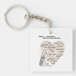 Heartfelt Inspirational Mum Quote Typography Key Ring