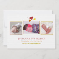 Heartfelt Introduction Photo Birth Announcement