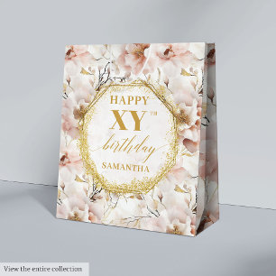 Heartfelt Light Pink Boho Gold Birthday Gift Bag