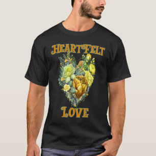 HEARTFELT LOVE FLORAL HEART MUSTARD YELLOW T-Shirt