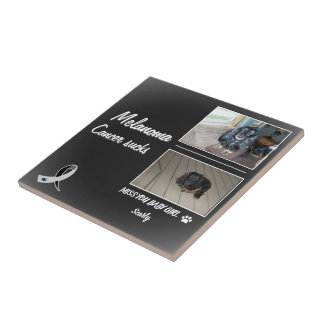 Heartfelt Melanoma Pet Remembrance Layout Ceramic Tile