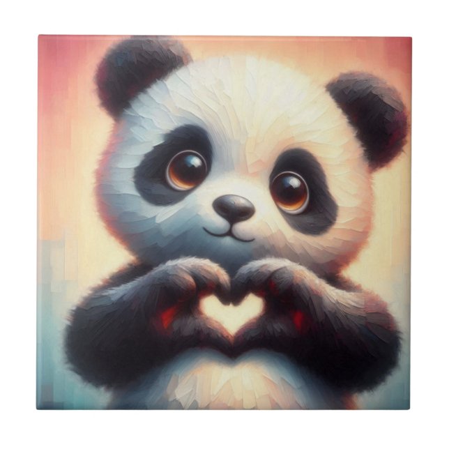 Heartfelt Panda Ceramic Tile (Front)