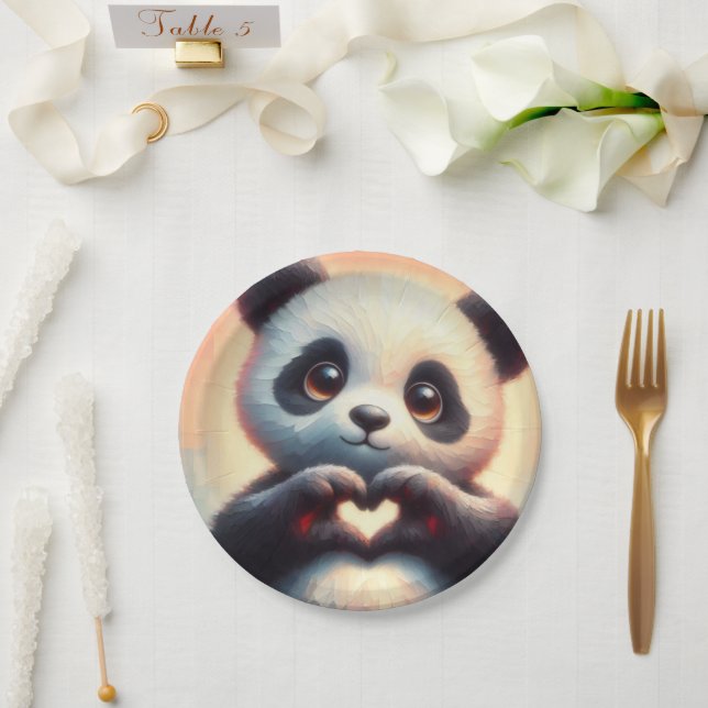 Heartfelt Panda Paper Plate (Wedding)