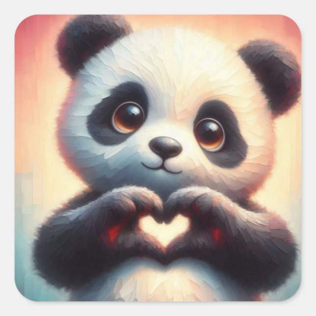 Heartfelt Panda Square Sticker (Front)