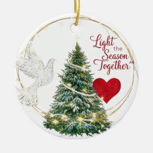 Heartfelt Peace Love Light the Season Together Ceramic Ornament