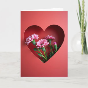Heartfelt Pink Flowers Love Card