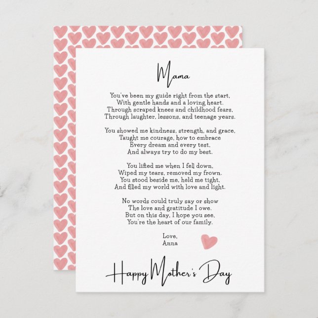 Heartfelt Poem For Mama Modern Mother's Day (Front/Back)