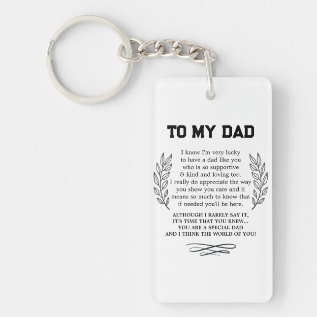 Heartfelt Saying to Dad from Son Daughter Key Ring (Front)