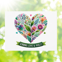 Heartfelt Sending Love and Hugs Floral Heart