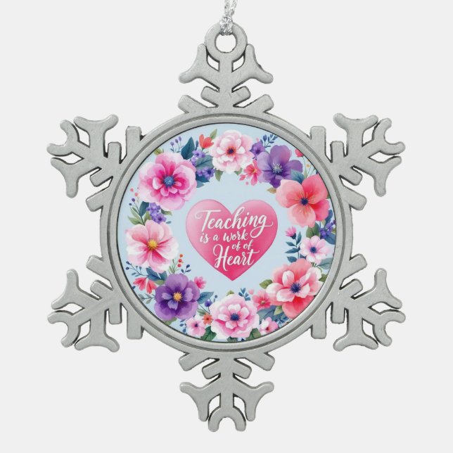 Heartfelt Teaching Radiance Snowflake Pewter Christmas Ornament (Front)