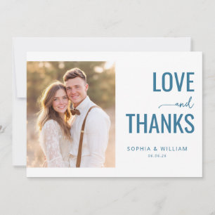 Heartfelt Teal Modern Photo Thank You Card