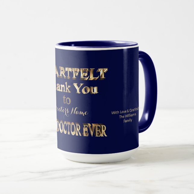 Heartfelt Thank You Best Doctor Ever Typography Mug (Front Right)