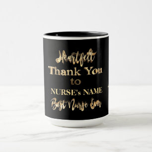 Heartfelt Thank You Best Nurse Ever Typography Mug