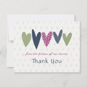 Heartfelt Thank you Hearts Avocado Magenta Card