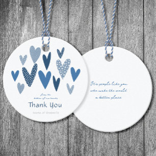 Heartfelt Thank you Hearts Cobalt Navy Favour Tags