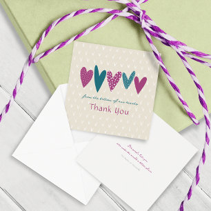 Heartfelt Thank you Teal Hearts Little Card