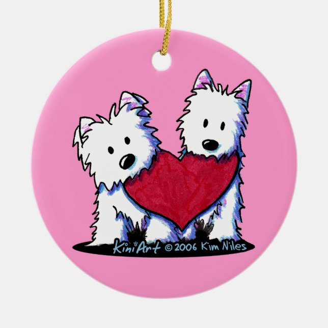 Heartfelt Westies Ornament (Front)