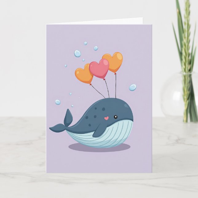Heartfelt Whale Balloon Card (Front)