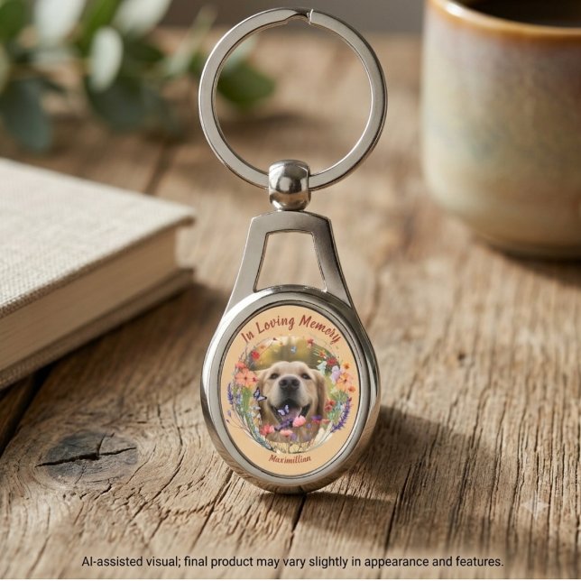 Heartfelt Wildflower Pet Loss Keepsake Key Ring (Wildflower pet loss memorial keychain for grieving dog moms.)