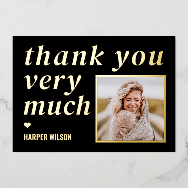 Heartfelt Words Flat FOIL Grad Thank You Card (Front)