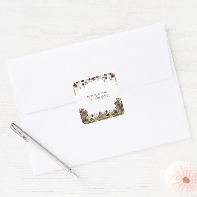 Hearthlight Notes Spring Soft Meadow Wildflower Square Sticker (Envelope)