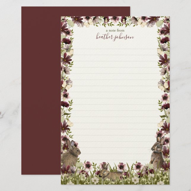 Hearthlight Notes Spring Soft Meadow Wildflower Stationery (Front/Back)