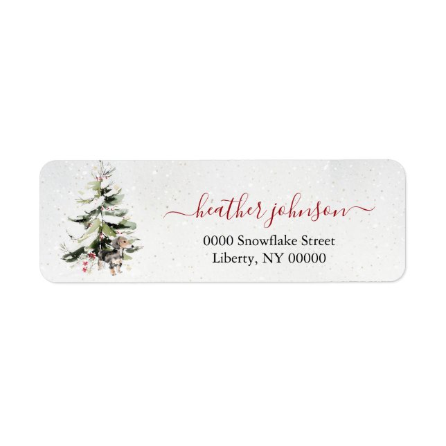 Hearthlight Notes Winter Cosy Dog Personalised Return Address Label (Front)