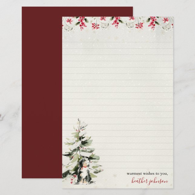 Hearthlight Notes Winter Cosy Dog Personalised Stationery (Front/Back)