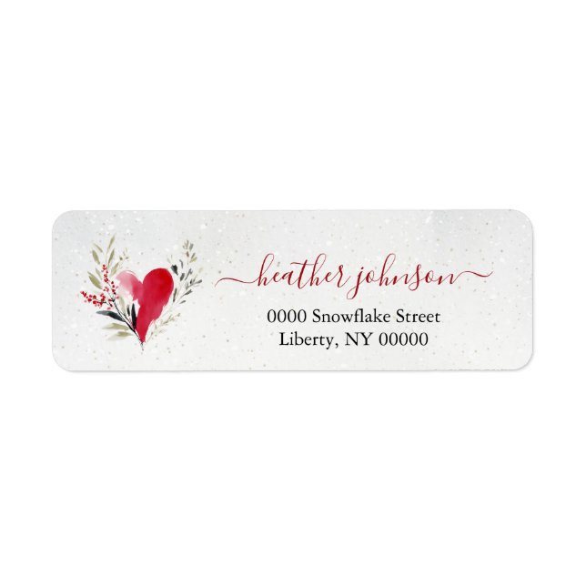Hearthlight Notes Winter Cosy Heart Personalised Return Address Label (Front)