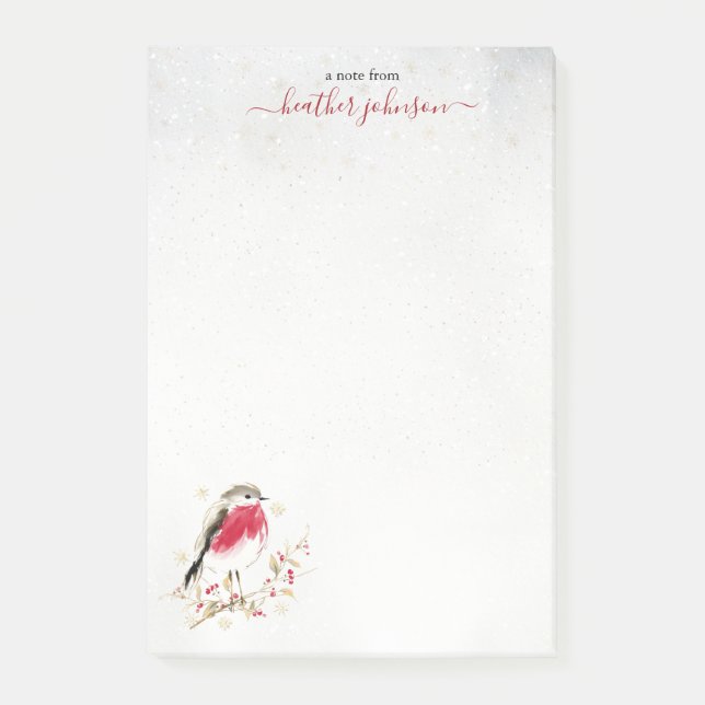 Hearthlight Notes Winter Robin Bird Personalised (Front)