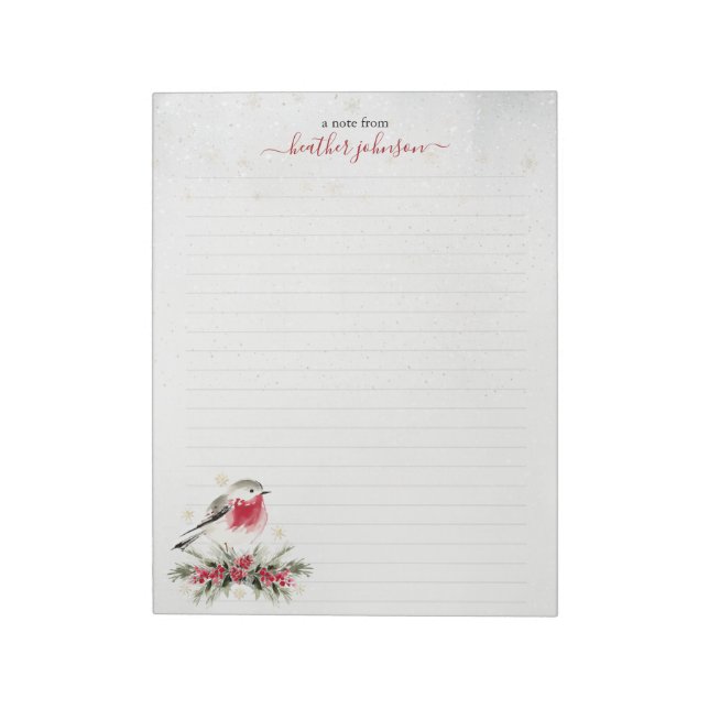 Hearthlight Notes Winter Robin Bird Personalised (Rotated)