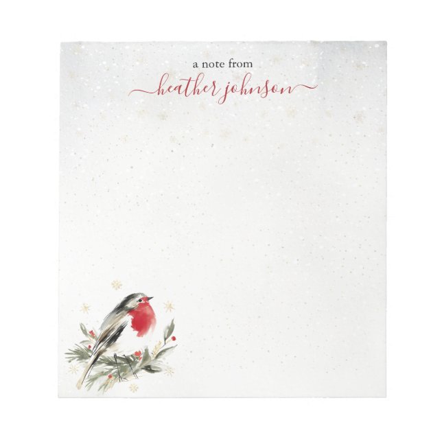 Hearthlight Notes Winter Robin Bird Personalised (Front)