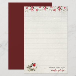 Hearthlight Notes Winter Robin Bird Personalised Stationery