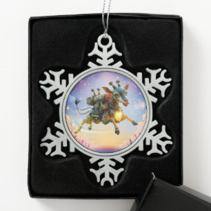 Heartlight Voyager of the Moonlit Skies. Snowflake Pewter Christmas Ornament