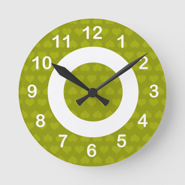 Heartlines-Celery Green Round Clock (Front)