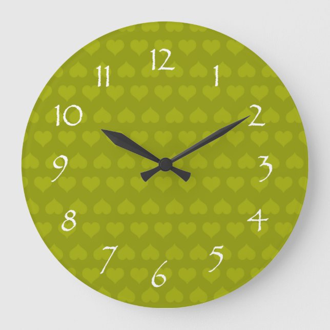 Heartlines-Moss Green Large Clock (Front)