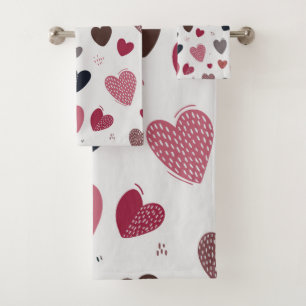 Hearts 3 bath towel set