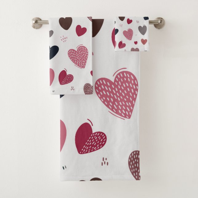 Hearts 3 bath towel set (Insitu)