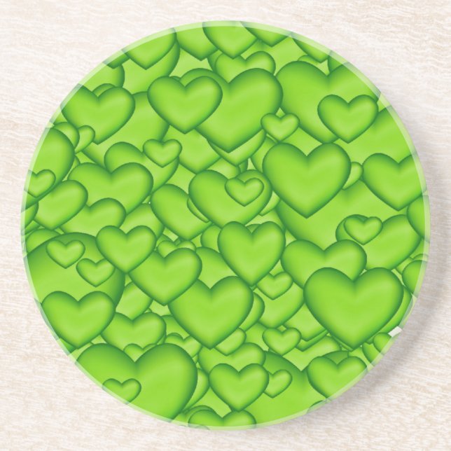 Hearts 3D Texture Green Pattern-68689 Coaster (Front)