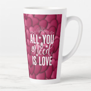 Hearts 3D Texture Pattern Latte Mug
