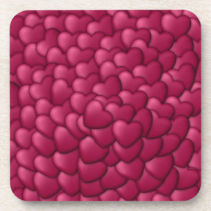 Hearts 3D Texture Red Pattern-32322 Coaster