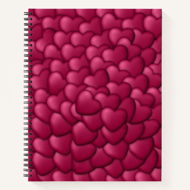 Hearts 3D Texture Red Pattern-32322 Notebook (Front)