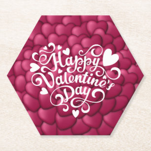Hearts 3D Texture Red Pattern-32322 Paper Coaster