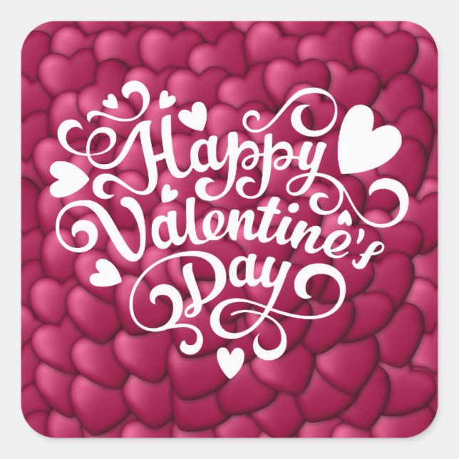Hearts 3D Texture Red Pattern-32322 Square Sticker (Front)