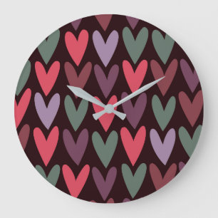 Hearts 6 large clock