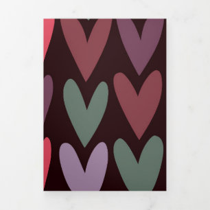 Hearts 6 Tri-Fold holiday card